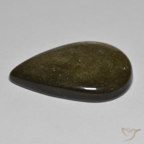 17.94カラットの天然薄い黒がかった茶色黒曜石、洋梨の形、オペーク