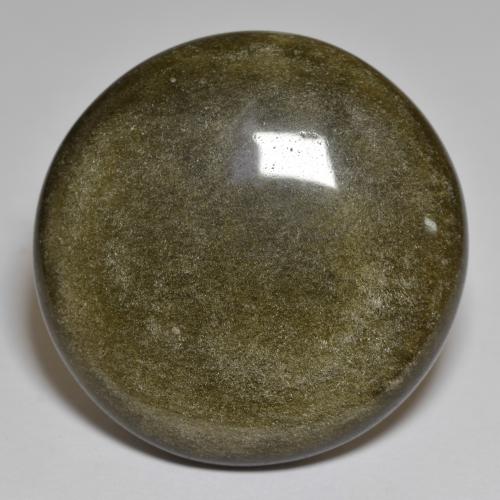 40.64カラットの天然ゴールドシーンのあるブラック黒曜石、ラウンドカット、オペーク