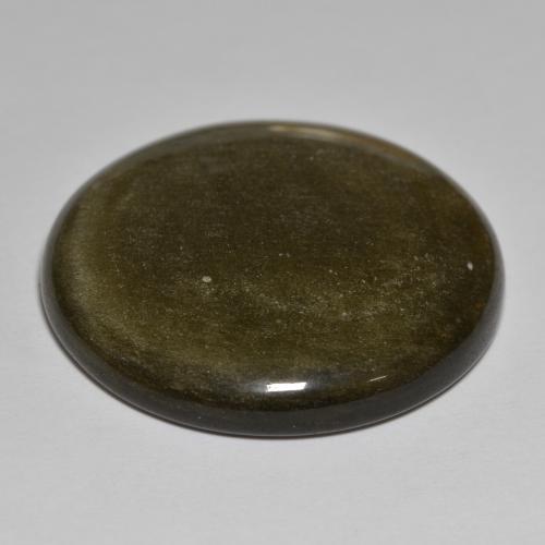 40.64カラットの天然ゴールドシーンのあるブラック黒曜石、ラウンドカット、オペーク