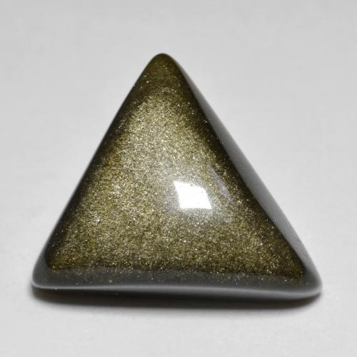 10.77カラットの天然ブロンズ付き黒黒曜石、トリリオン、オペーク