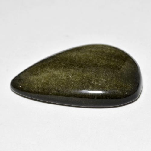 26.27カラットの天然黒褐色オブシディアン（31×21.5 mm・洋梨の形）