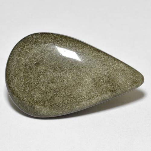 18.36カラットの天然黒褐色オブシディアン（30.5×18.7 mm・洋梨の形）