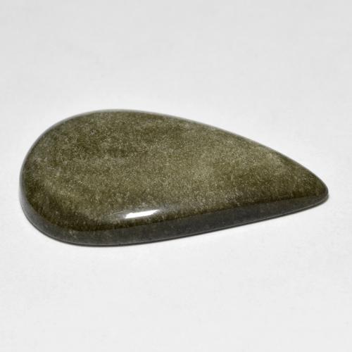 18.36カラットの天然黒褐色オブシディアン（30.5×18.7 mm・洋梨の形）