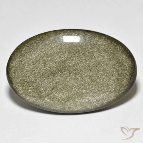 23.93ct 天然 ゴールドシーンのあるブラック 黒曜石, 楕円形, オペーク