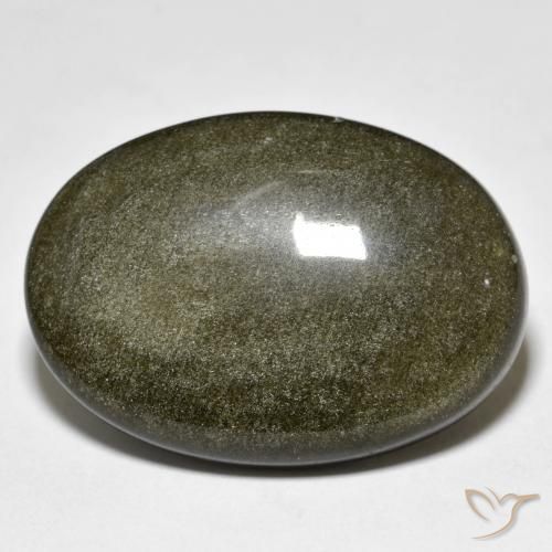 23.91ct 天然 ゴールドシーンのあるブラック 黒曜石, 楕円形, オペーク