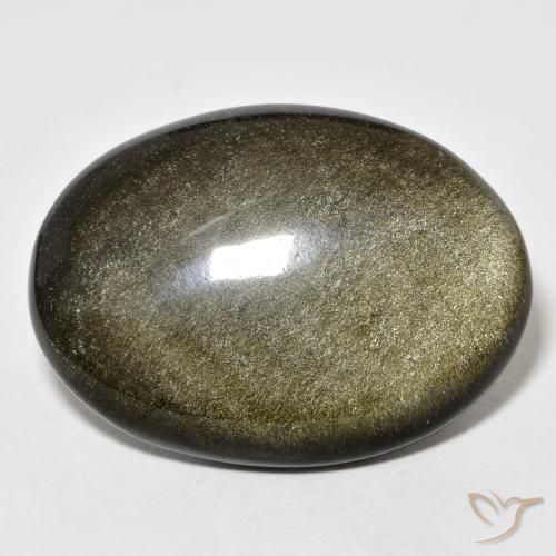 28.60カラットの天然ゴールドシーンのあるブラックオブシディアン（29.3×21.2 mm・オーバルカット）