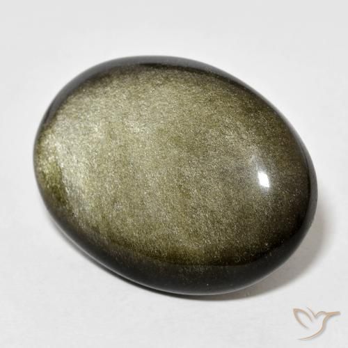 28.60カラットの天然ゴールドシーンのあるブラックオブシディアン（29.3×21.2 mm・オーバルカット）