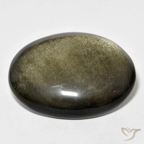 28.60カラットの天然ゴールドシーンのあるブラックオブシディアン（29.3×21.2 mm・オーバルカット）