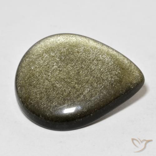 17.41カラットの天然黒褐色黒曜石、洋梨の形、オペーク