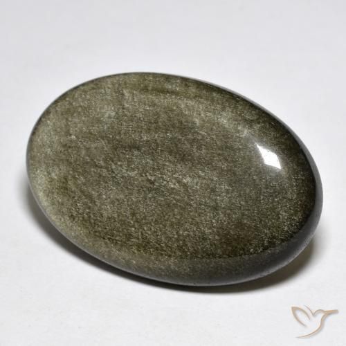30.38ct 天然 ゴールドシーンのあるブラック 黒曜石, 楕円形, オペーク
