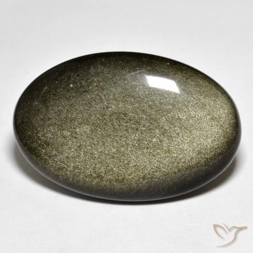30.47ct 天然 ゴールドシーンのあるブラック 黒曜石, 楕円形, オペーク