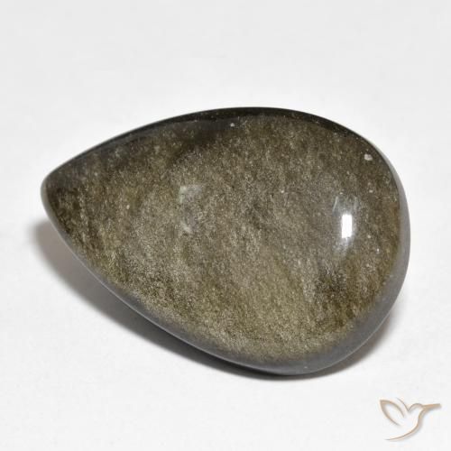 22.95ct 天然 ゴールドシーンのあるブラック 黒曜石, 洋梨の形, オペーク