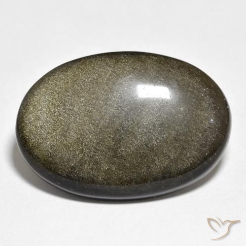 25.40ct 天然 ゴールドシーンのあるブラック 黒曜石, 楕円形, オペーク