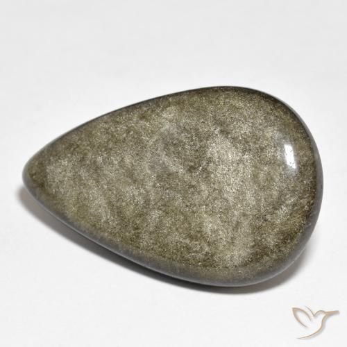 25.86ct 天然 黒褐色 黒曜石, 洋梨の形, オペーク