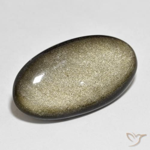 21.84ct 天然 ゴールドシーンのあるブラック 黒曜石, 楕円形, オペーク
