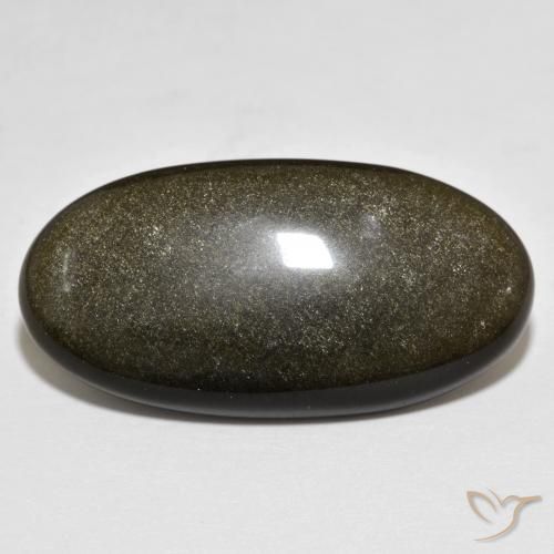 19.87ct 天然 ゴールドシーンのあるブラック 黒曜石, 楕円形, オペーク