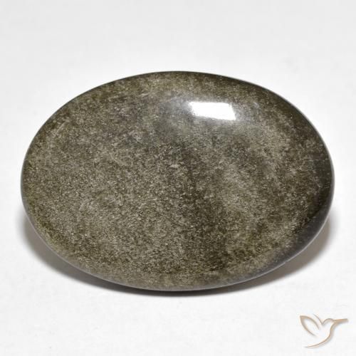 20.01ct 天然 ゴールドシーンのあるブラック 黒曜石, 楕円形, オペーク