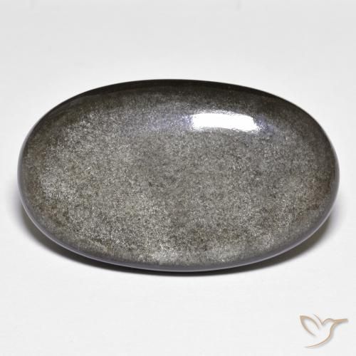 26.36カラットの天然ミディアムダークグレーオブシディアン（32.4×19.4 mm・オーバルカット）