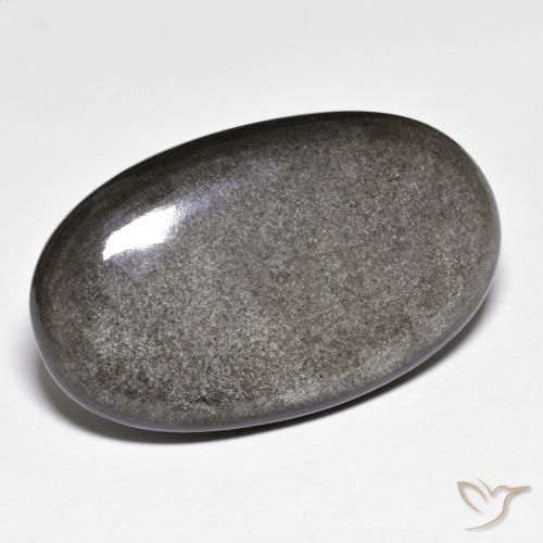 26.36カラットの天然ミディアムダークグレーオブシディアン（32.4×19.4 mm・オーバルカット）