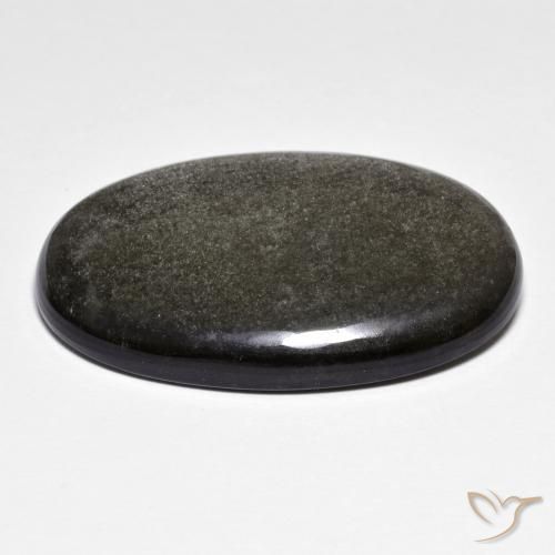 26.36カラットの天然ミディアムダークグレーオブシディアン（32.4×19.4 mm・オーバルカット）