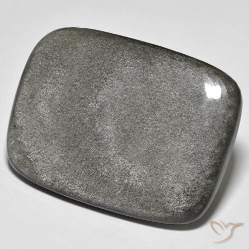 32.84ct 天然 薄いグレー 黒曜石, クッション, オペーク