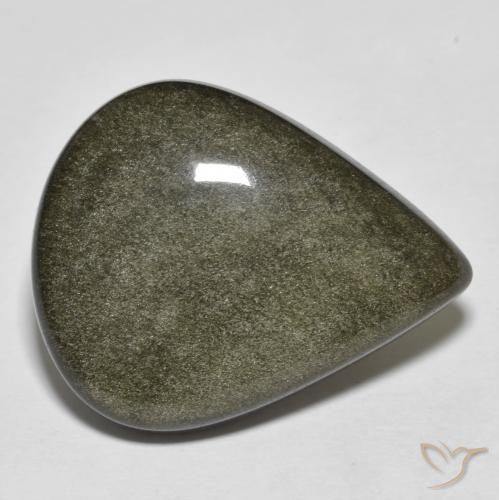 19.50ct 天然 ゴールドシーンのあるブラック 黒曜石, 洋梨の形, オペーク