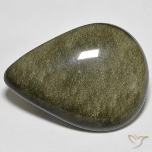 21.44ct 天然 ゴールドシーンのあるブラック 黒曜石, 洋梨の形, オペーク