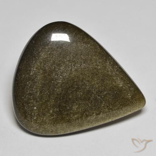 17.61ct 天然 ゴールドシーンのあるブラック 黒曜石, 洋梨の形, オペーク