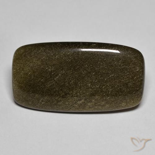 9.53カラットの天然ゴールドシーンのあるブラックオブシディアン（24.4×13.2 mm・クッションカット）