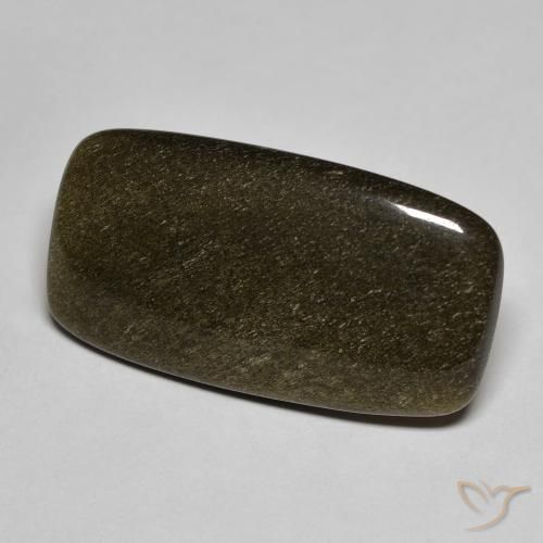 9.53カラットの天然ゴールドシーンのあるブラックオブシディアン（24.4×13.2 mm・クッションカット）