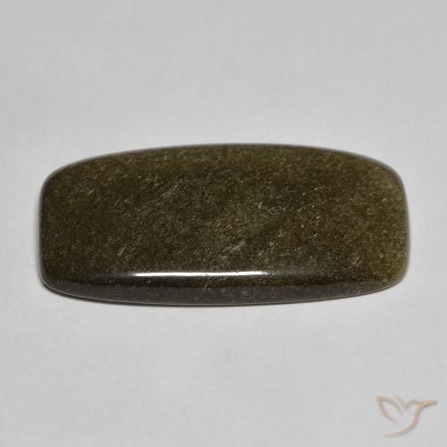 9.53カラットの天然ゴールドシーンのあるブラックオブシディアン（24.4×13.2 mm・クッションカット）