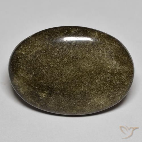 17.44ct 天然 ゴールドシーンのあるブラック 黒曜石, 楕円形, オペーク