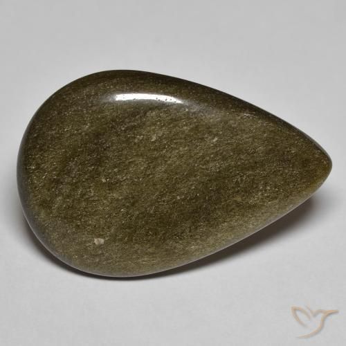 13.36ct 天然 ゴールドシーンのあるブラック 黒曜石, 洋梨の形, オペーク