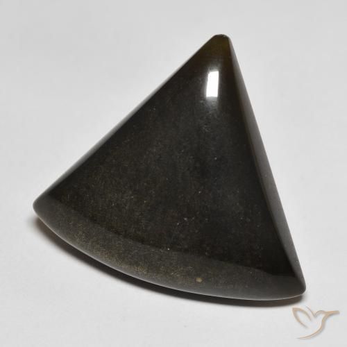 17.64カラットの天然ゴールドシーンのあるブラック黒曜石、トリリオン、オペーク