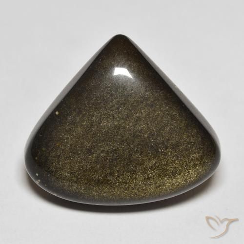 18.52ct 天然 ゴールドシーンのあるブラック 黒曜石, 洋梨の形, オペーク