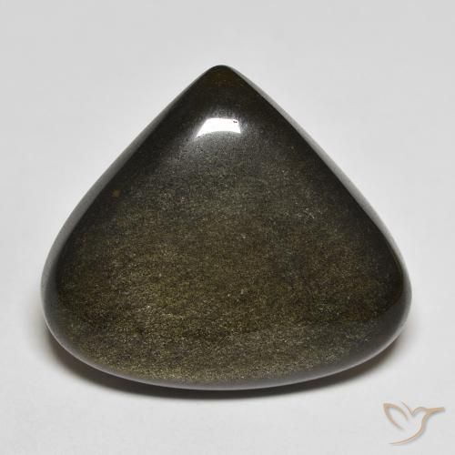 19.38ct 天然 ゴールドシーンのあるブラック 黒曜石, 洋梨の形, オペーク