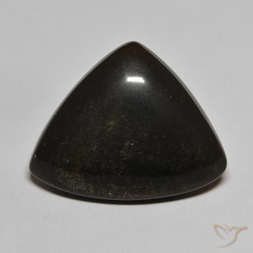18.17ct 天然 ゴールドシーンのあるブラック 黒曜石, トリリオン, オペーク