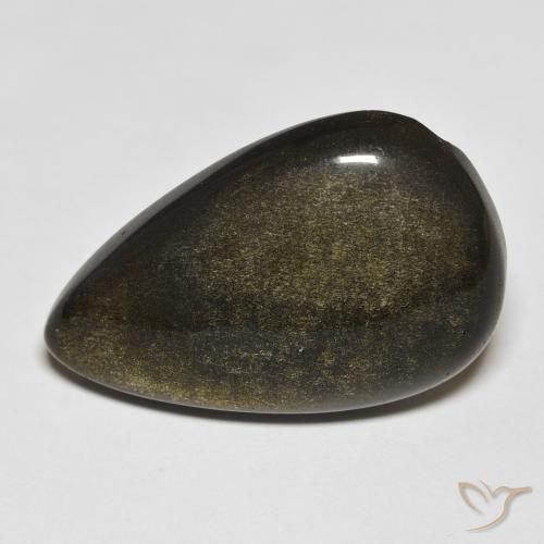 18.13ct 天然 ゴールドシーンのあるブラック 黒曜石, 洋梨の形, オペーク