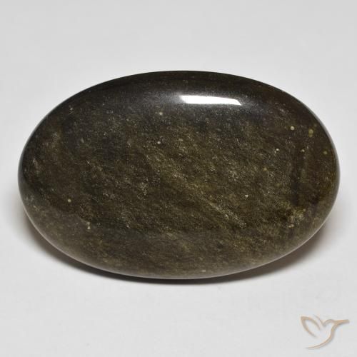 32.18ct 天然 ゴールドシーンのあるブラック 黒曜石, 楕円形, オペーク