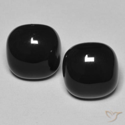 9.65ctw 天然 ブラック オニキス, クッション, オペーク, Photo A