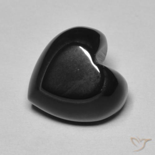 4.24ct 天然 ブラック オニキス, 心臓, オペーク