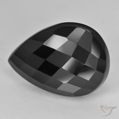 20.08ct 天然 ブラック オニキス, 洋梨の形, オペーク