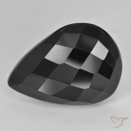 17.01ct 天然 ブラック オニキス, 洋梨の形, オペーク