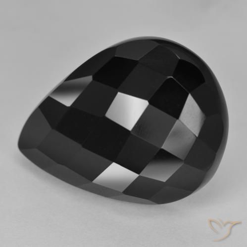22.42ct 天然 ブラック オニキス, 洋梨の形, オペーク