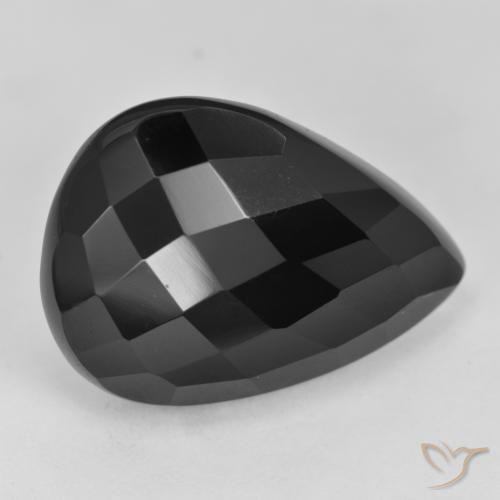 21.26ct 天然 ブラック オニキス, 洋梨の形, オペーク
