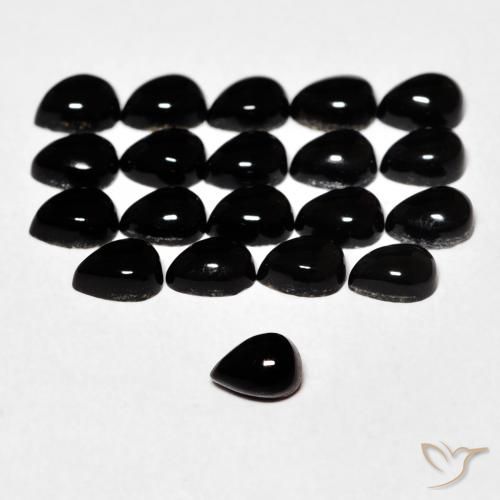 0.15ct 天然 ブラック オニキス, 洋梨の形, オペーク