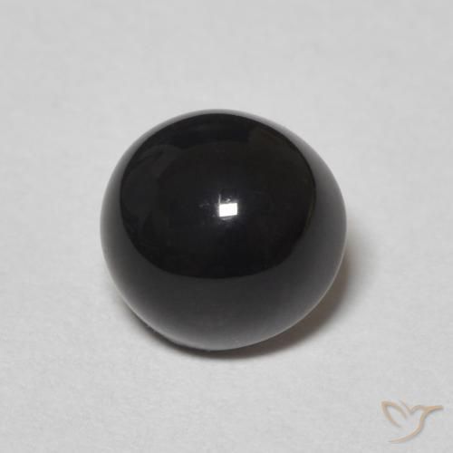 1.31カラットの天然ブラックオニキス、ラウンド、オペーク