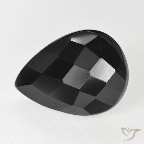 9.19ct 天然 ブラック オニキス, 洋梨の形, オペーク