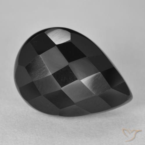9.16ct 天然 ブラック オニキス, 洋梨の形, オペーク