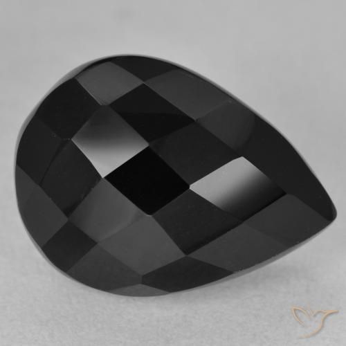 9.60ct 天然 ブラック オニキス, 洋梨の形, オペーク